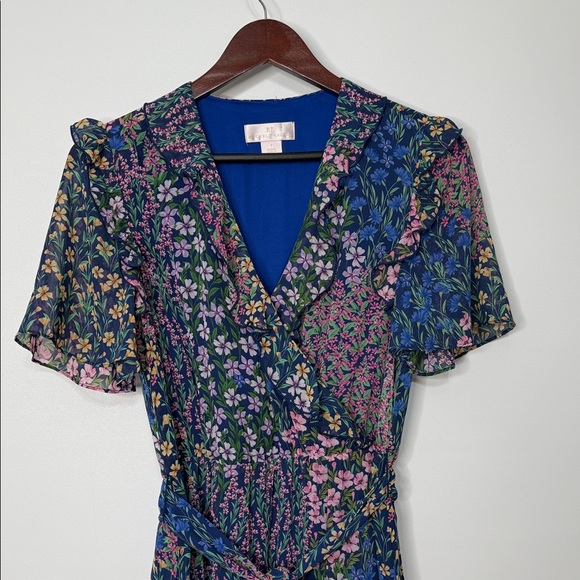 Rachel Parcell Floral V-Neck Ruffle Dress Size 6 - Picture 5 of 12